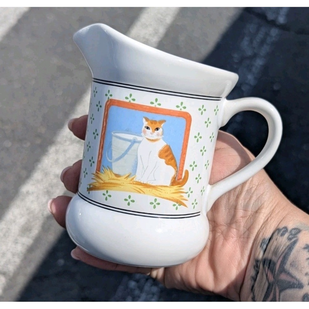 Cottagecore Farmhouse Cat Creamer Pitcher Vintage Country Kitchen‎ Japan